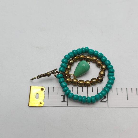 Boho Beaded Teardrop Necklace Earrings Set Multicolor Green Turquoise - Picture 7 of 8